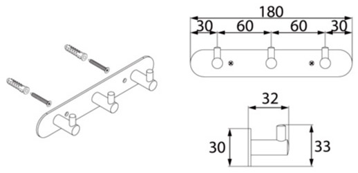 Fixsen Hotel FX-31005-3 Планка с 3-мя крючками