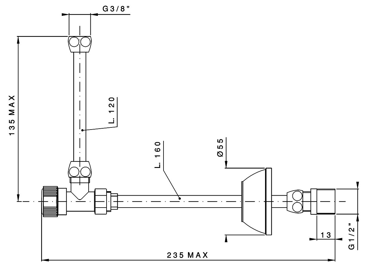 Nicolazzi 5548BZ  Вентиль для открытого подключения унитаза (бронза)