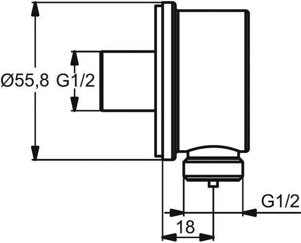 Ideal Standard IdealRain L1 B9448AA Отвод из стены 1/2" для ручного душа