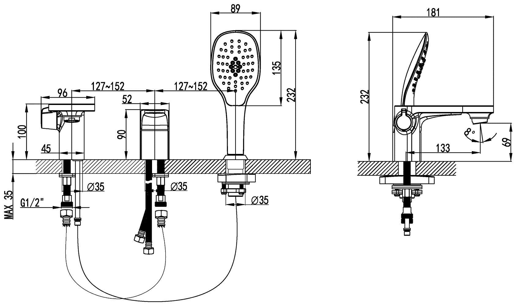 Lemark Shift LM4347C Смеситель на борт ванны