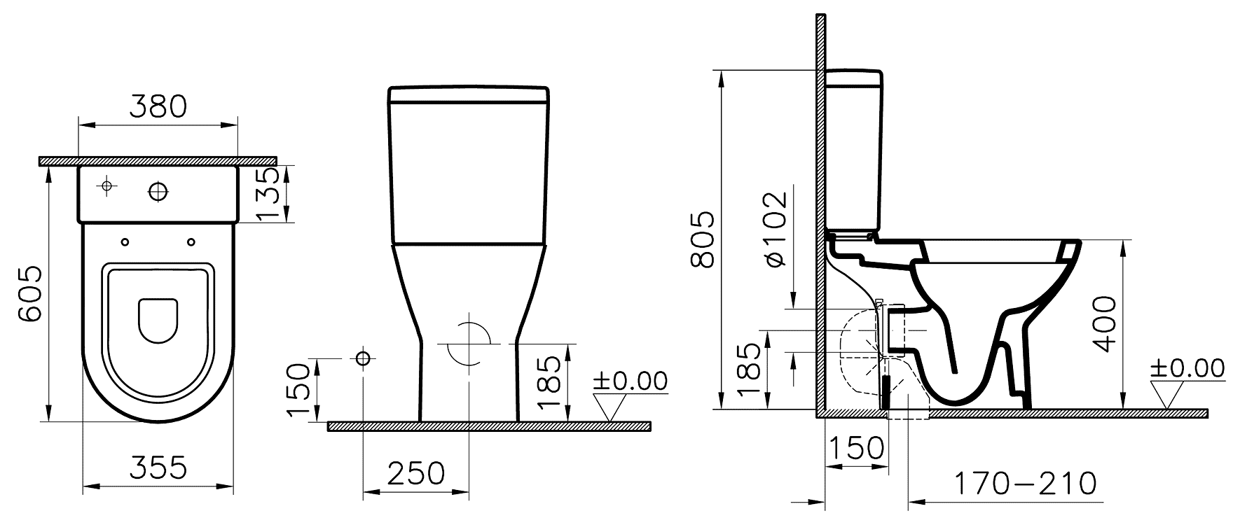 Vitra Diana 9816B003-7201 Унитаз-компакт с сиденьем и крышкой SoftClose