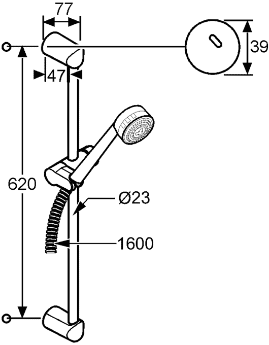 Kludi Zenta 60730 0500 Душевой гарнитур 2 режима (штанга 60 см)