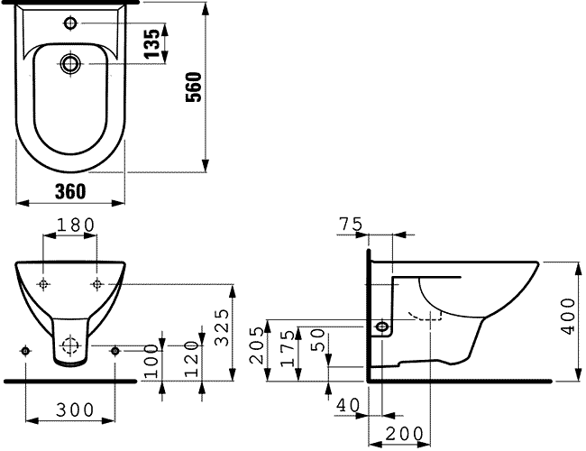 Laufen PRO 8.3095.1.000.304.1  Биде подвесное