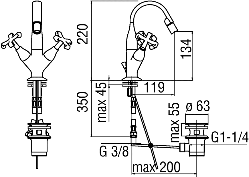 Nobili Carlos Primero CP219/1T3CR  Смеситель для биде (хром)