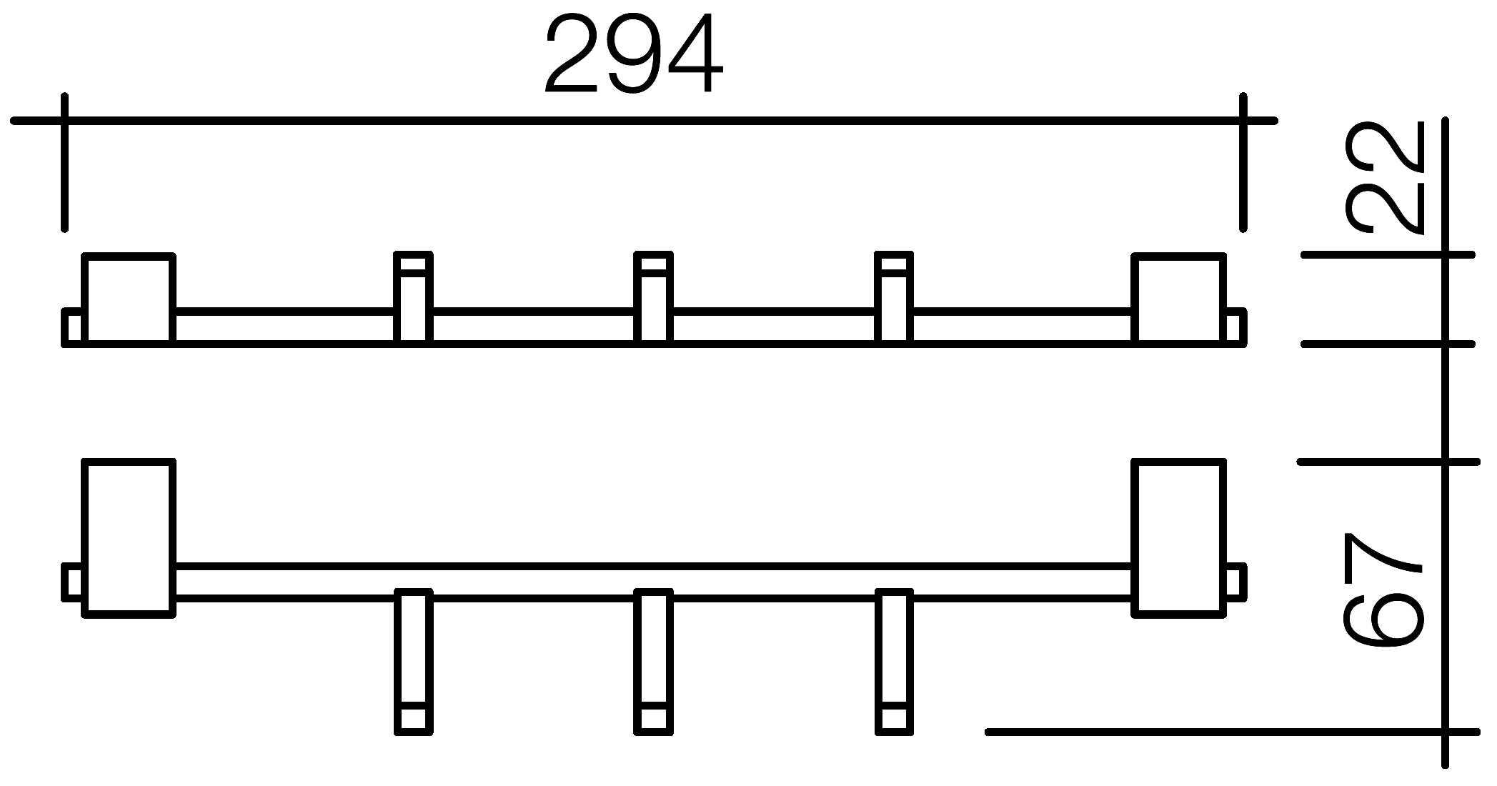 Schein Rembrandt 061-3MB Планка на 3 крючка (чёрный)