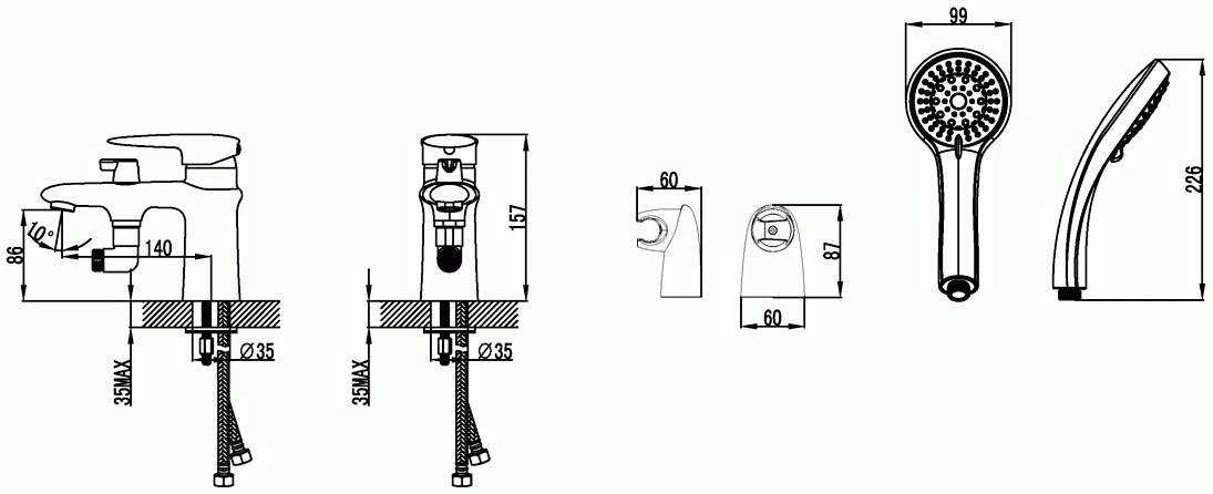 Lemark Status LM4415C Смеситель на борт ванны