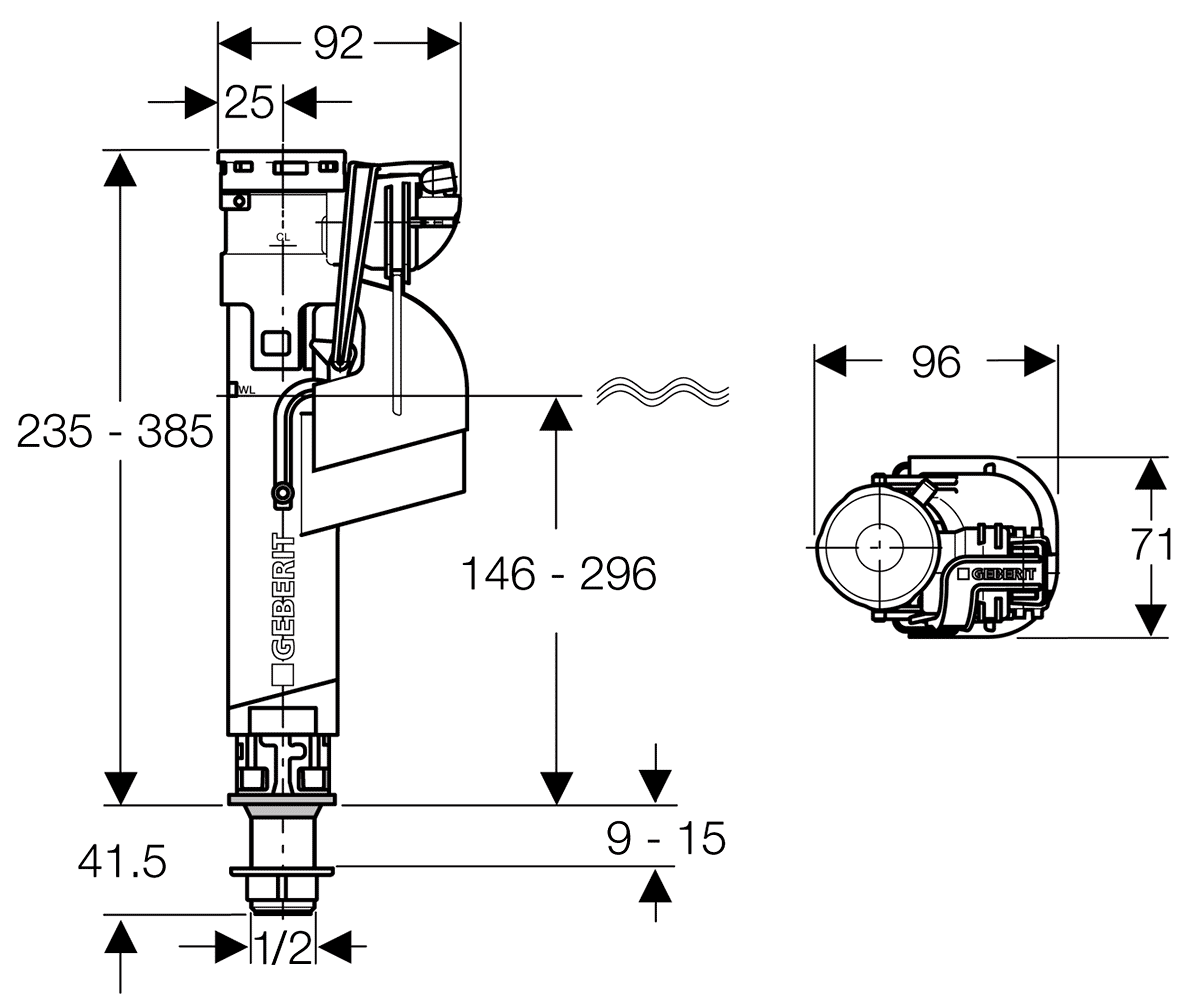 Geberit Type360 281.208.00.1 Наборное устройство для унитаза (нижний подвод 1/2")