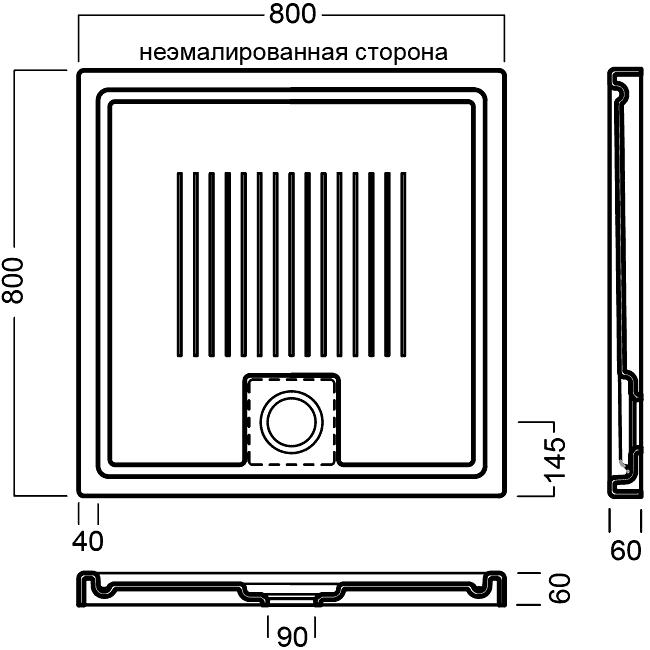 Hatria LIF.ST YXEK Керамический душевой поддон 80x80