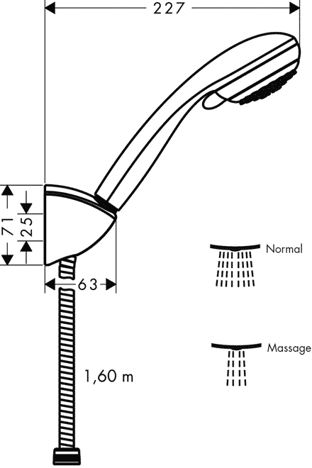 Hansgrohe Crometta 85 27559 000 Vario/Porter'C  Ручной душ с кронштейном и шлангом