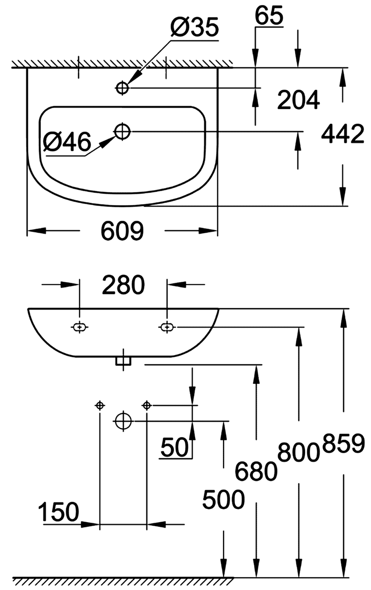 Grohe Bau Ceramic 39421 000 Раковина 609х442