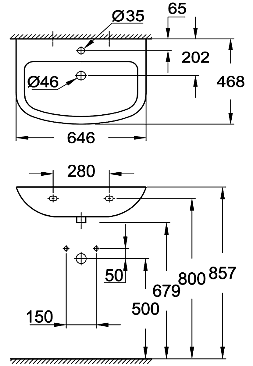 Grohe Bau Ceramic 39420 000 Раковина 646х468