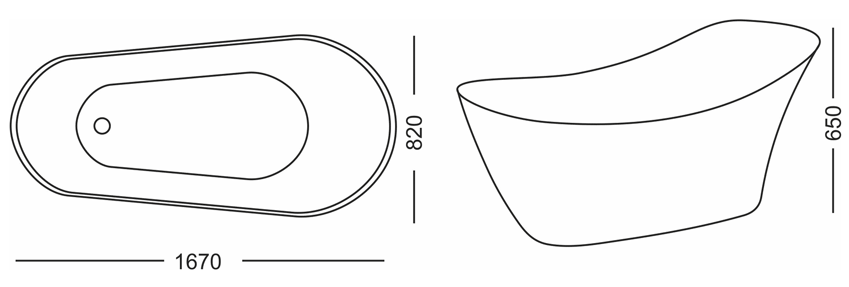 Kerasan Waldorf 743201  Ванна акриловая 1670x820 (отдельностоящая)