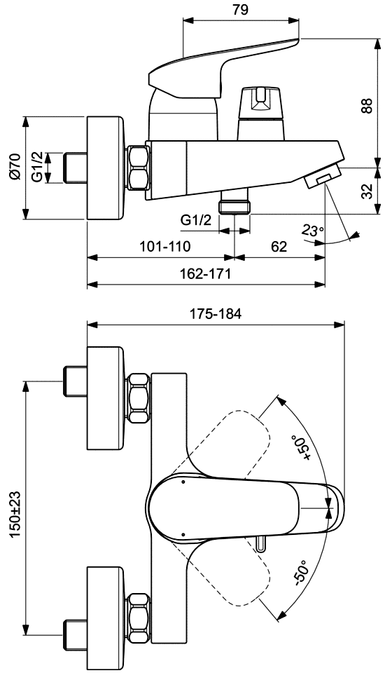 Ideal Standard Ceraflex B1740AA Смеситель для ванны (флажковый дивертор)