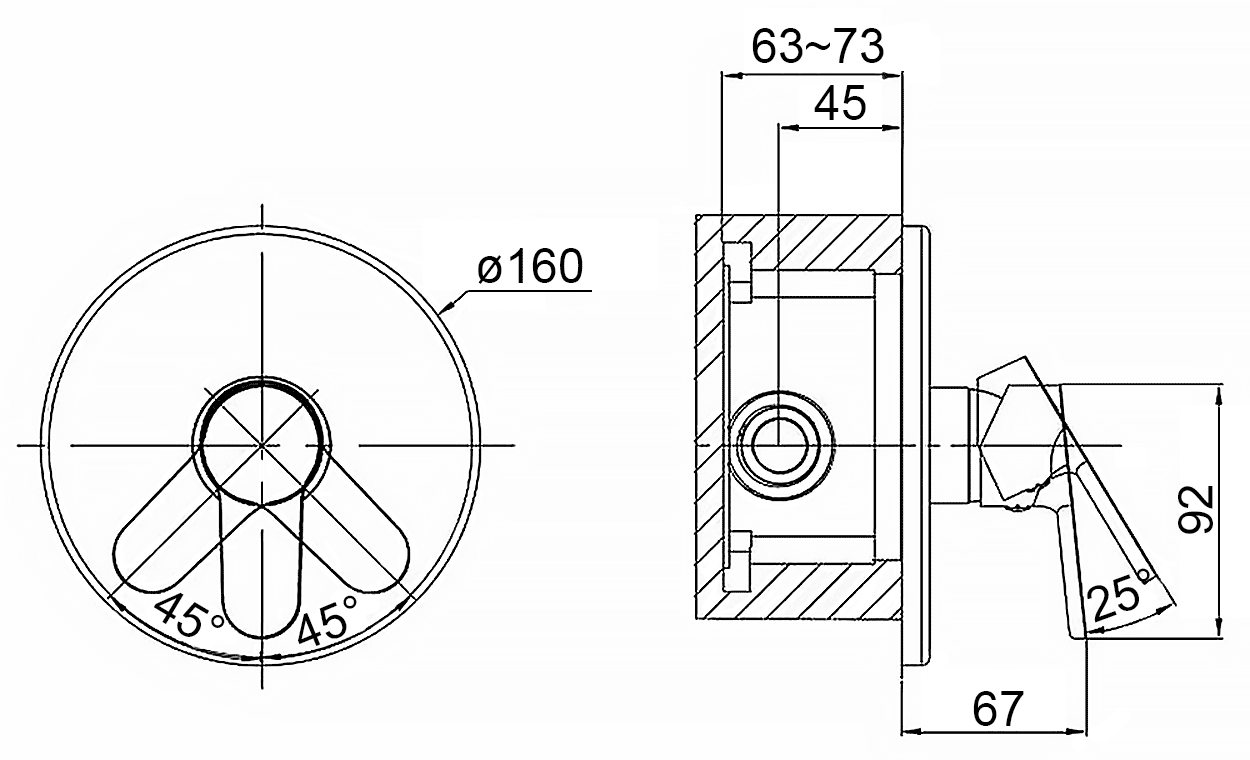 D&K Rhein·Marx DA1394601  Встроенный душевой смеситель с механизмом