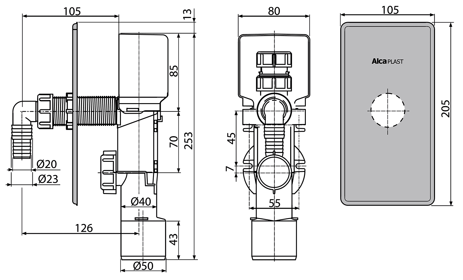 Alcaplast APS3P Сифон для стиральной машины с клапаном