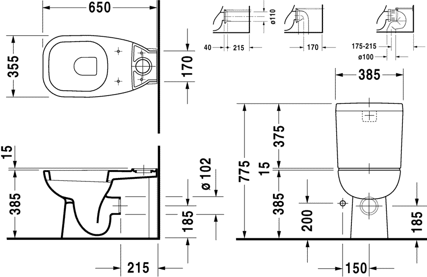 Duravit D-CODE 211809/092710/006739  Унитаз-компакт с сидением SoftClose