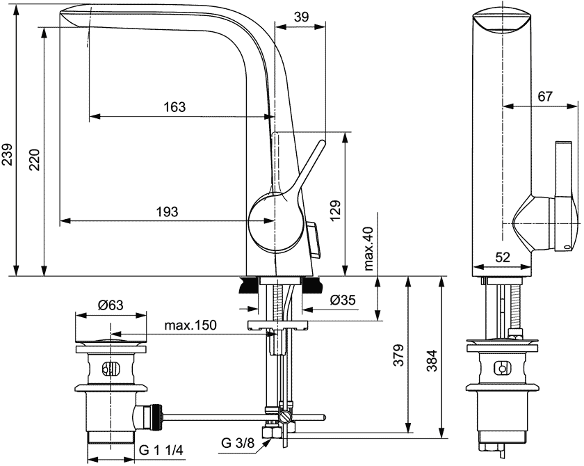 Ideal Standard Melange A6041AA  Смеситель для раковины высокий