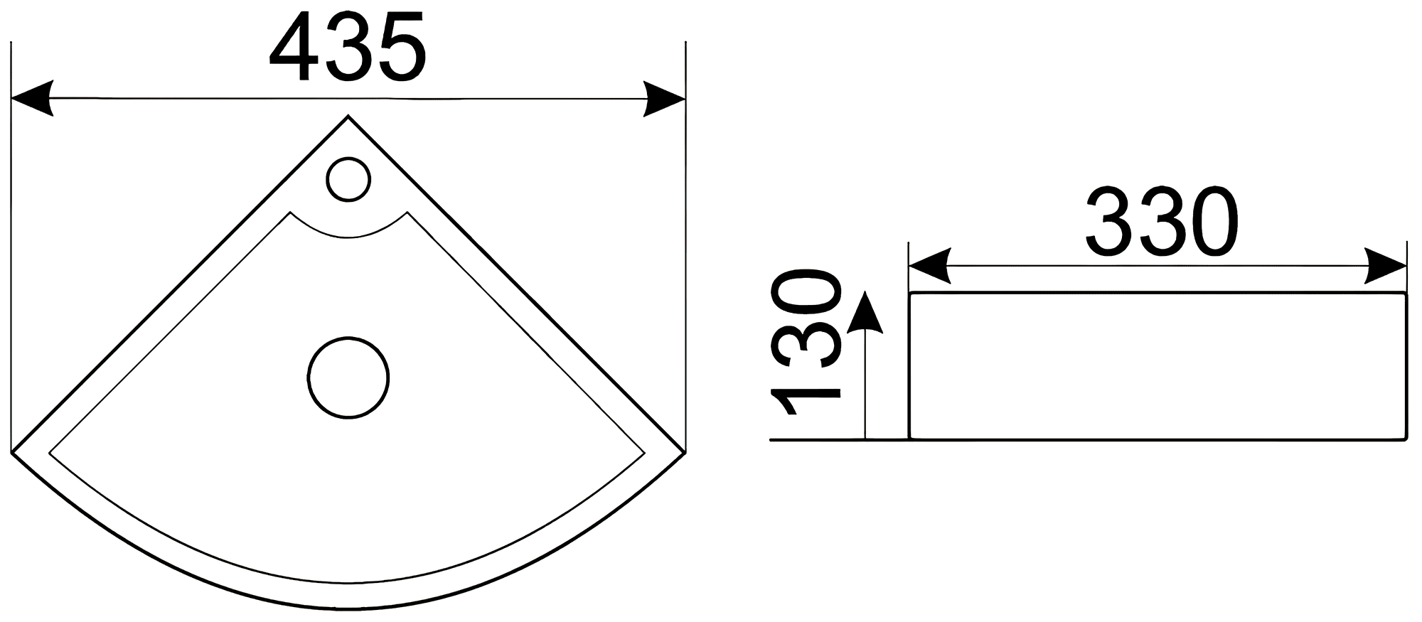 CeramaLux 9067B Раковина угловая 435x330