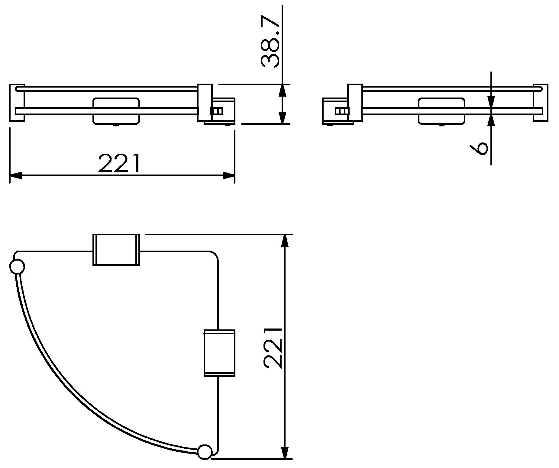 Langberger Vico 11351F-BP Полка угловая стеклянная (чёрный)