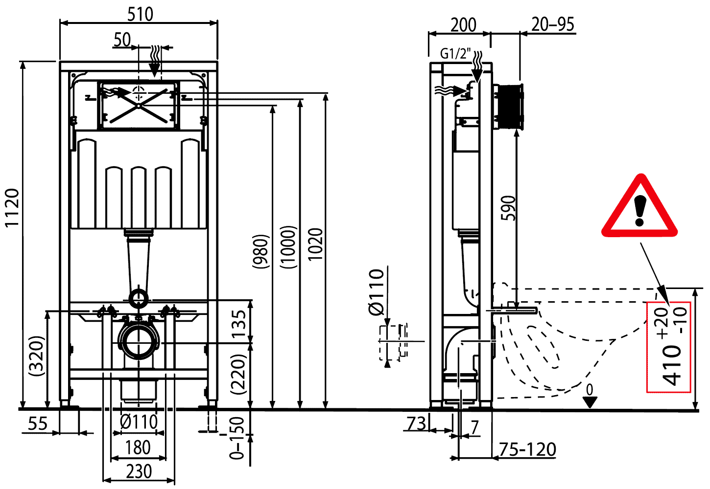 Alcaplast Solomodul AM116/1120 Система инсталляции для унитаза свободностоящая