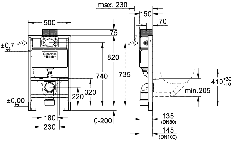 Grohe Rapid SL 38526 000 Система инсталляции для унитаза (высота 0.82 м)