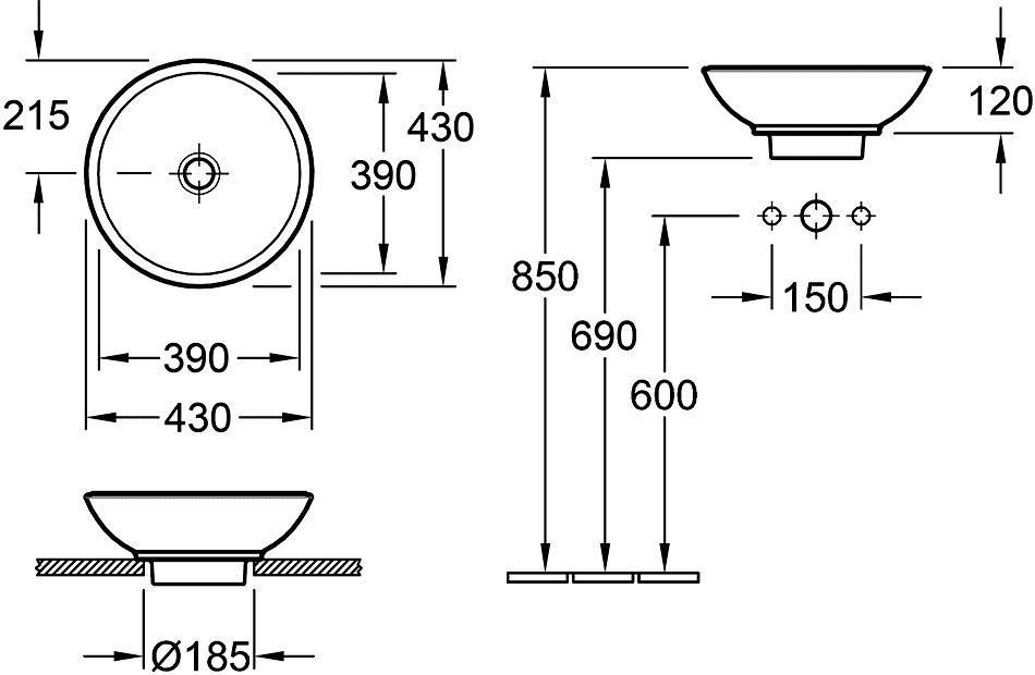 Villeroy&Boch Loop&Friends 51440001 Раковина свободностоящая Ø430 мм