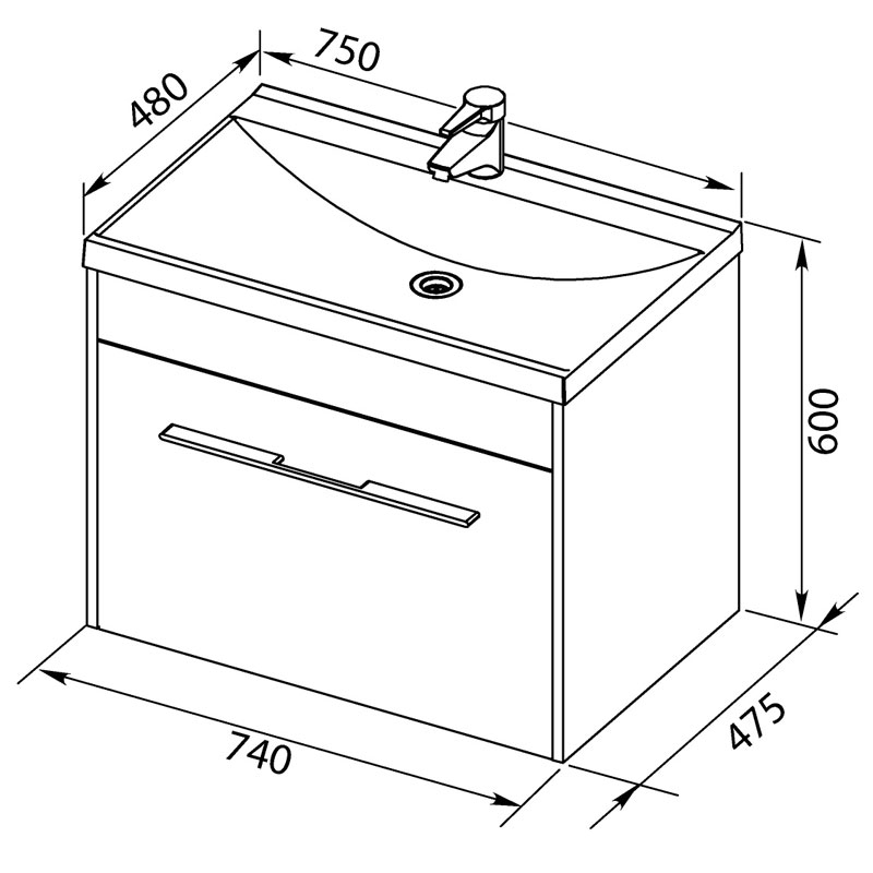 Aquanet Августа 75 00225439 Тумба с раковиной 75 см (белый)