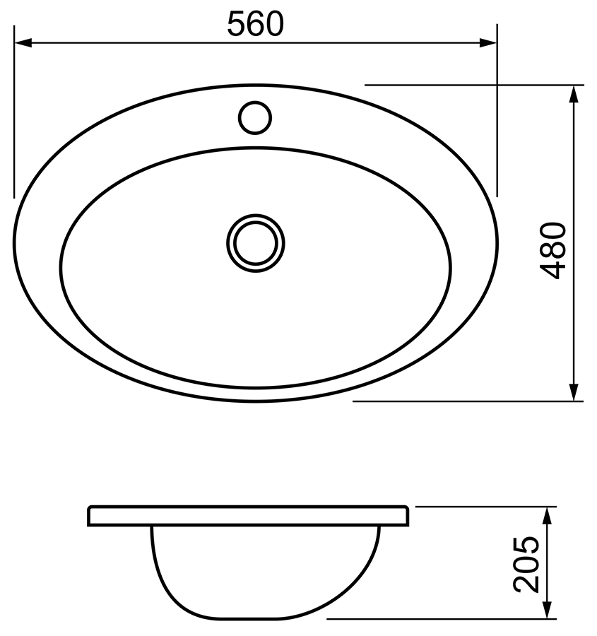 Melana MLN-308 Раковина встраиваемая 560х480