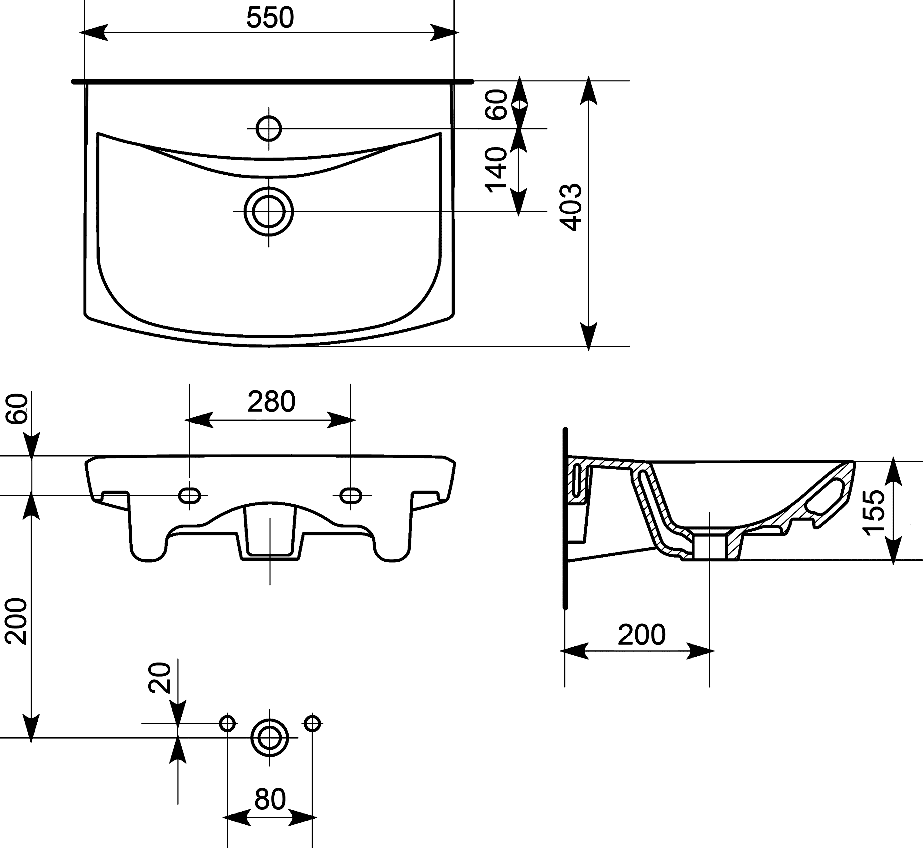 Cersanit Carina UM-CAR55/1 Раковина 550x400