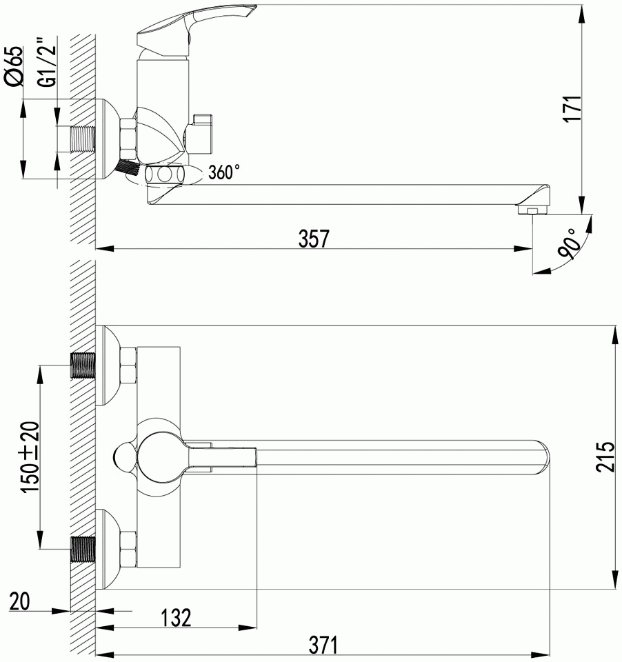 Lemark Plus Strike LM1151C Смеситель для ванны с длинным изливом