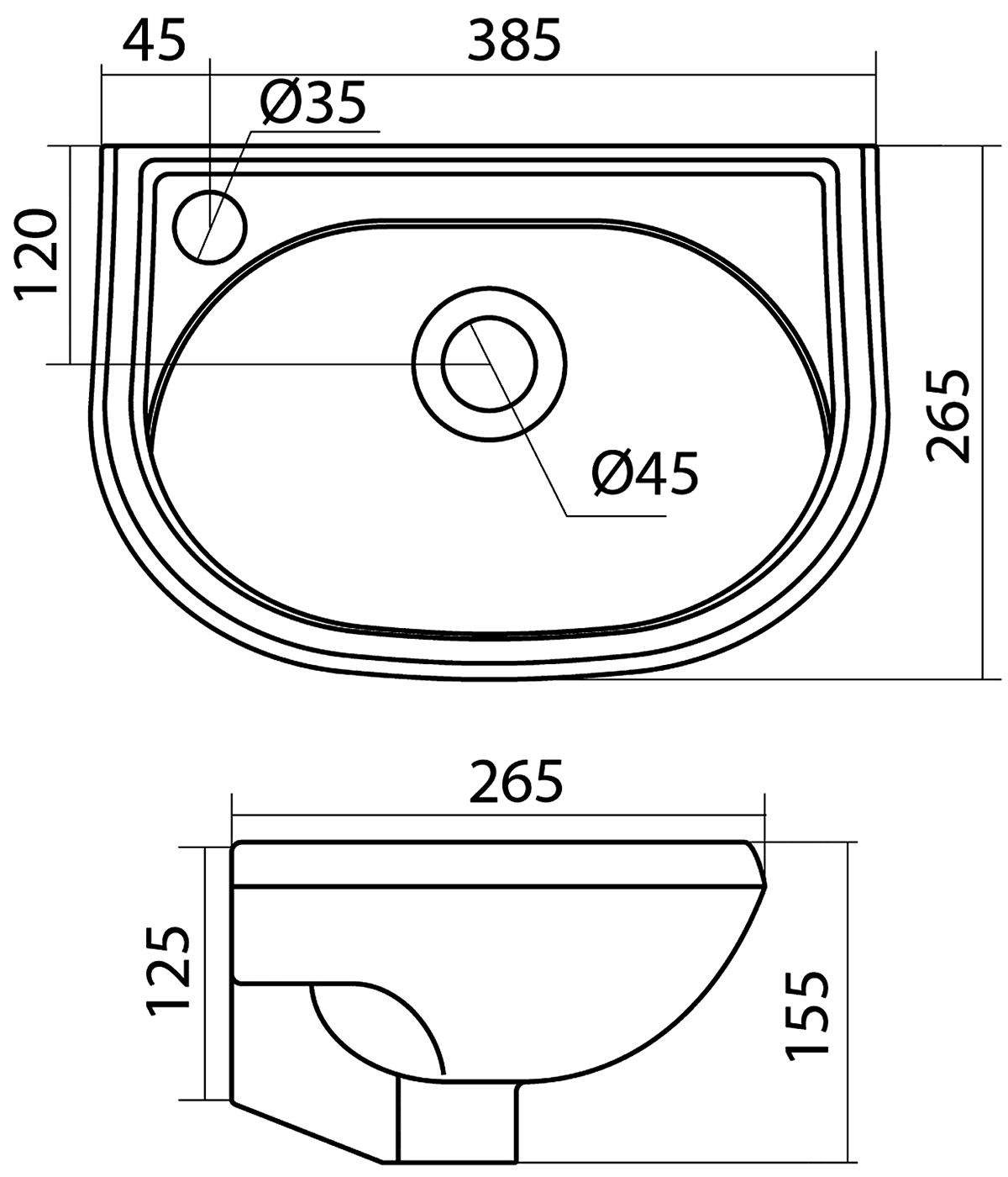 Santek Бриз 40 1.WH11.0.442 Мини-раковина 385x265 (смеситель слева)