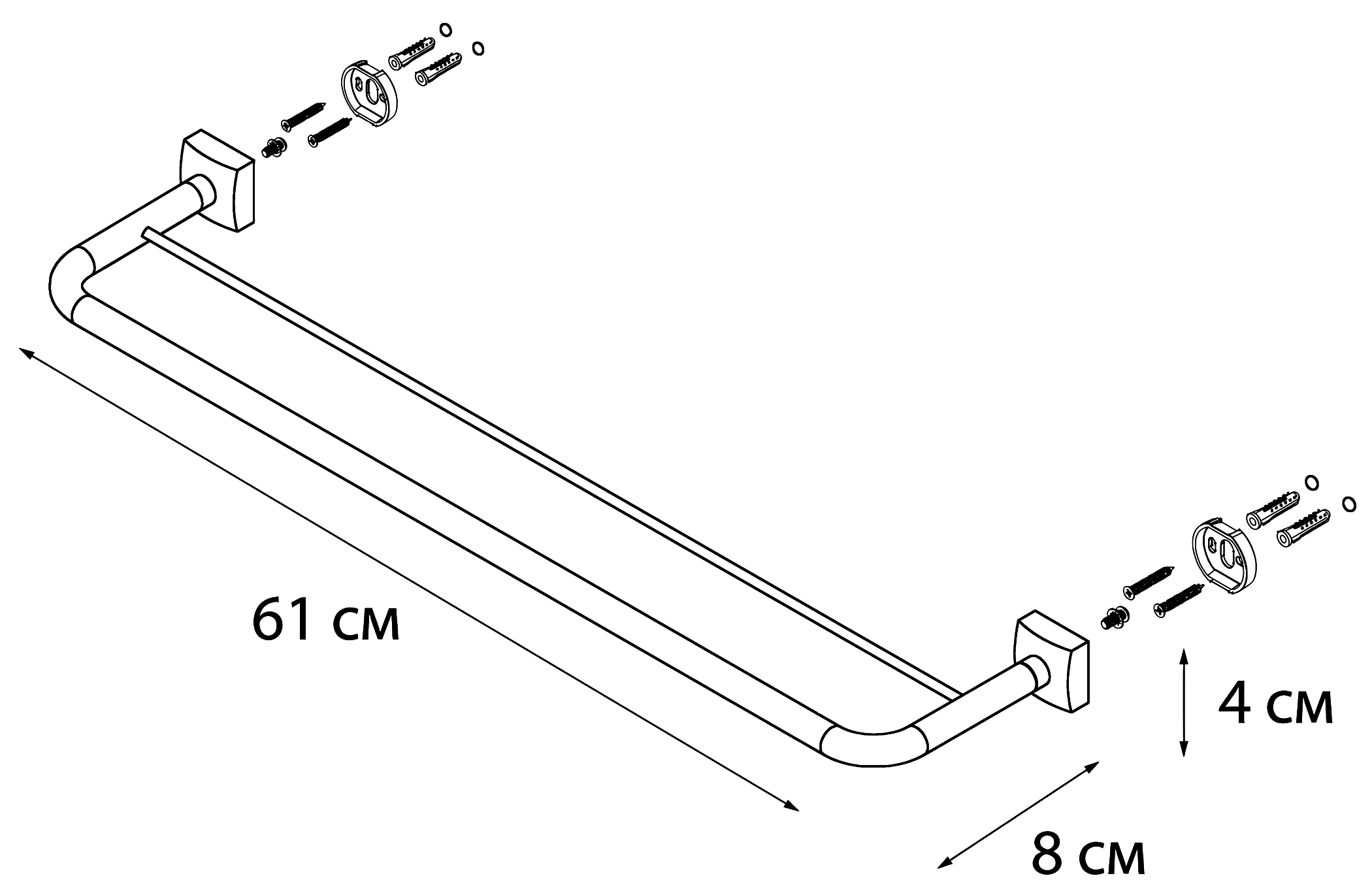 Fixsen Kvadro FX-61302 Полотенцедержатель 2-ой 60 см