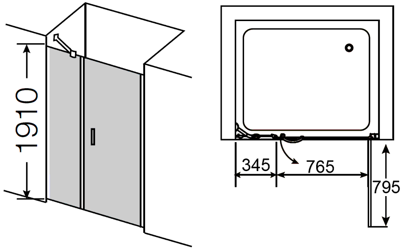 Provex Elegance 0007 NI 28GL  Дверь 1200x1975 в душевой проём (прозрачное стекло)