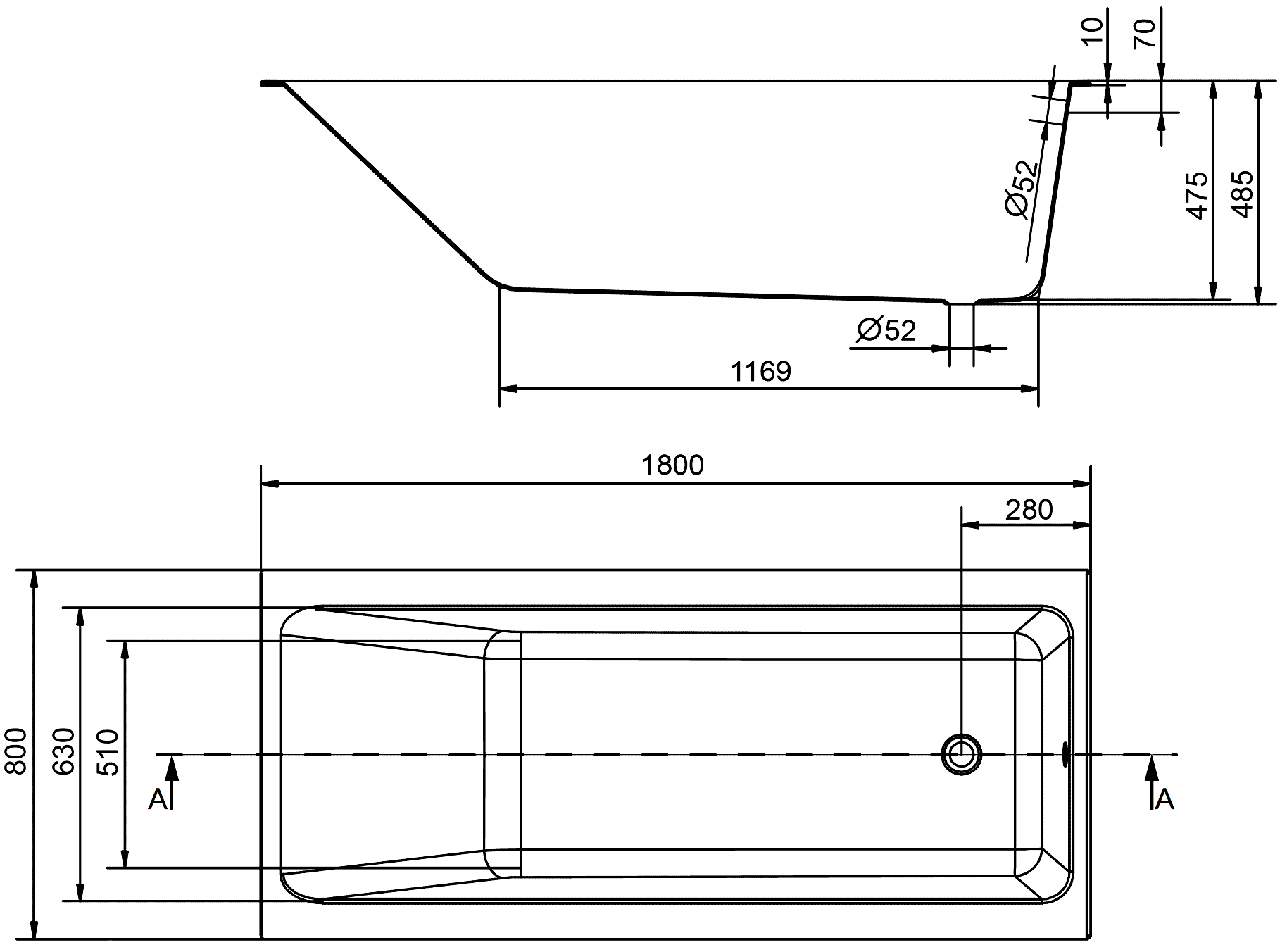 Cersanit Crea WP-CREA*180 Ванна акриловая 1800x800