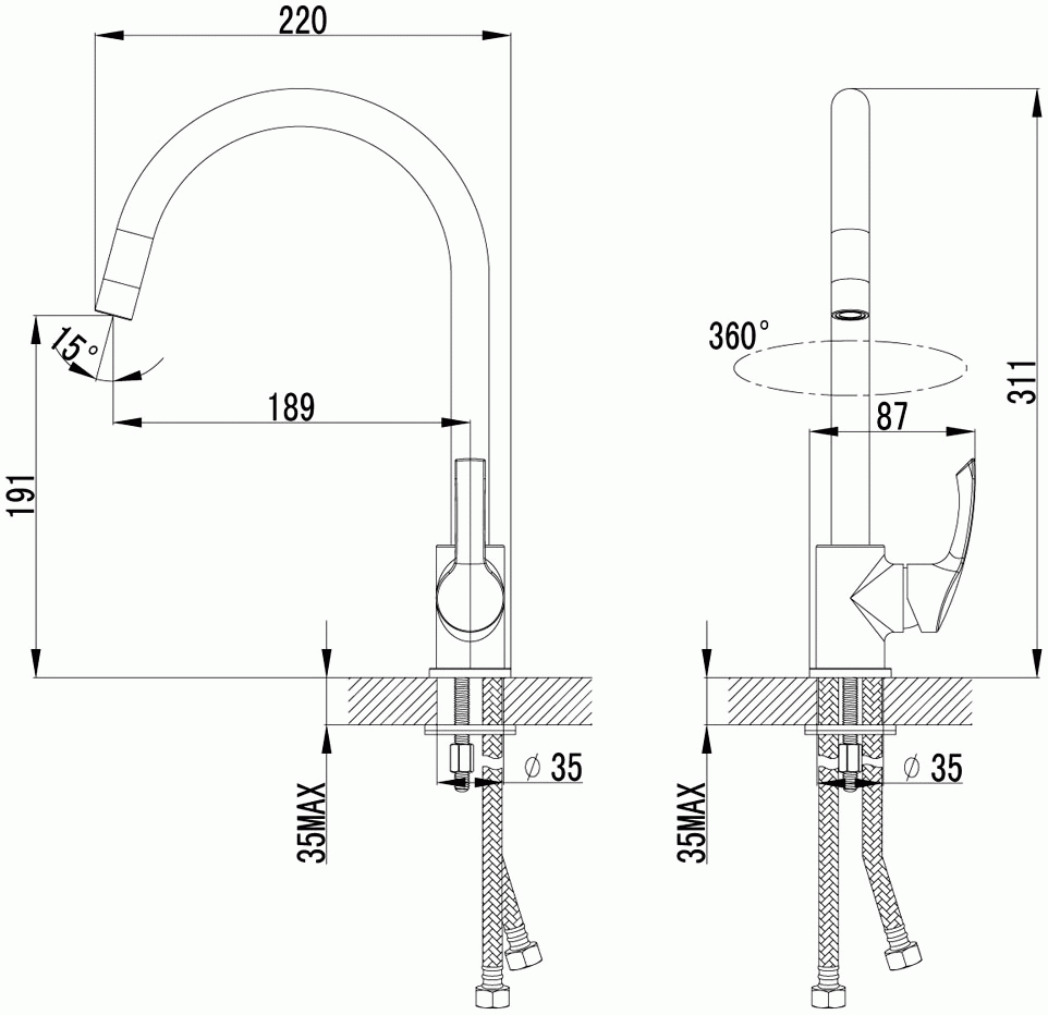 Lemark Plus Strike LM1105C Смеситель для кухни