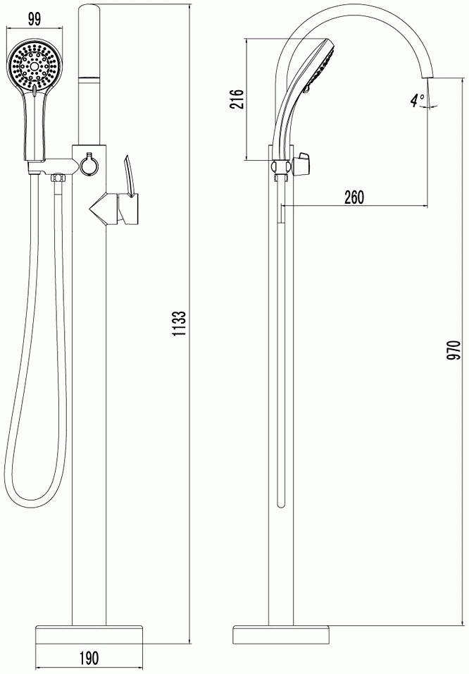 Lemark Atlantiss LM3244C Смеситель для ванны напольный