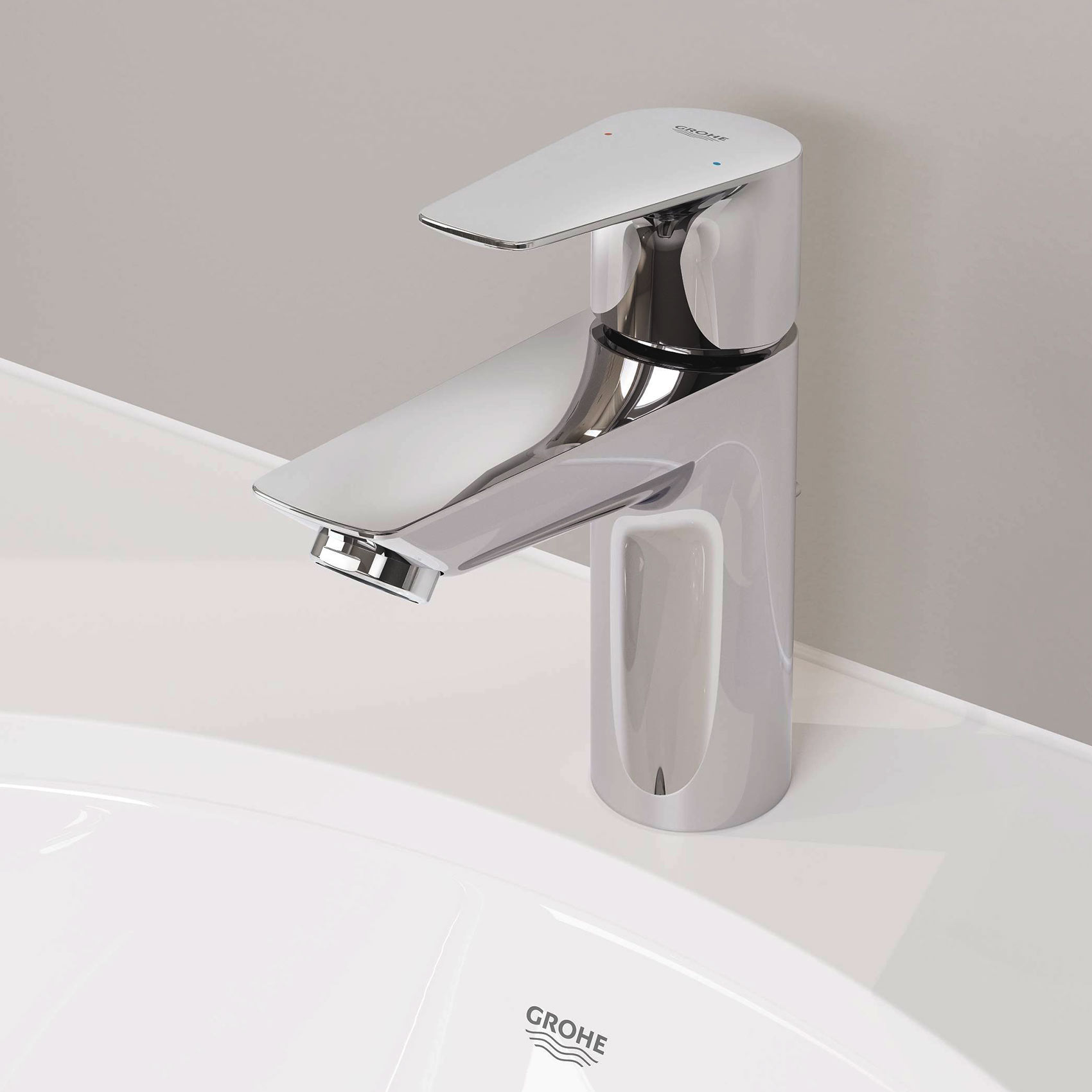 Grohe BauEdge 23758 001 Смеситель для раковины с донным клапаном