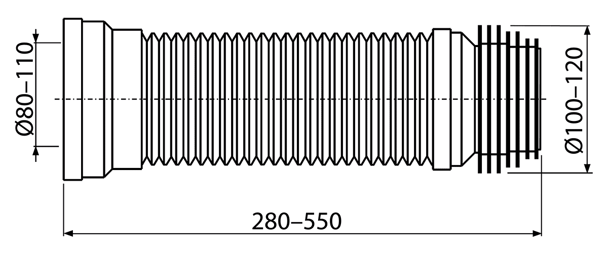 Alcaplast A97 Фановая труба гофрированная Ø110x280-550