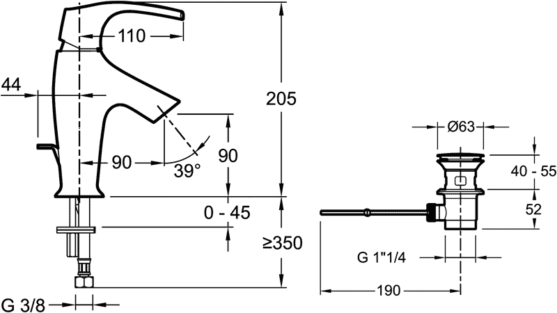 Jacob Delafon Symbol E72680-CP  Смеситель для раковины