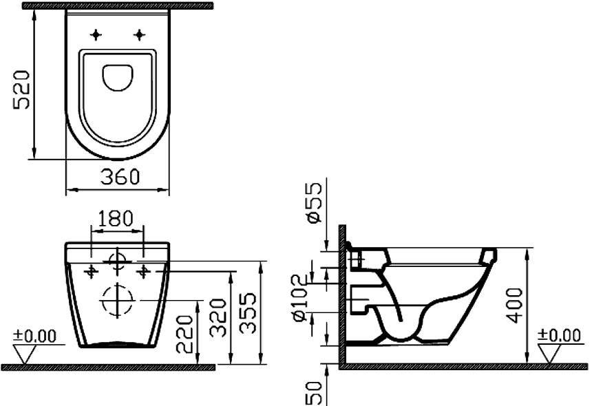 Vitra S50 5318B003-0850  Унитаз подвесной с функцией биде (сидение SoftClose)