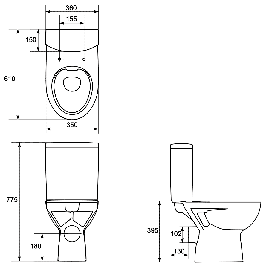 Cersanit Parva KO-PA011-3/6-COn-DL Унитаз-компакт безободковый с сиденьем SoftClose