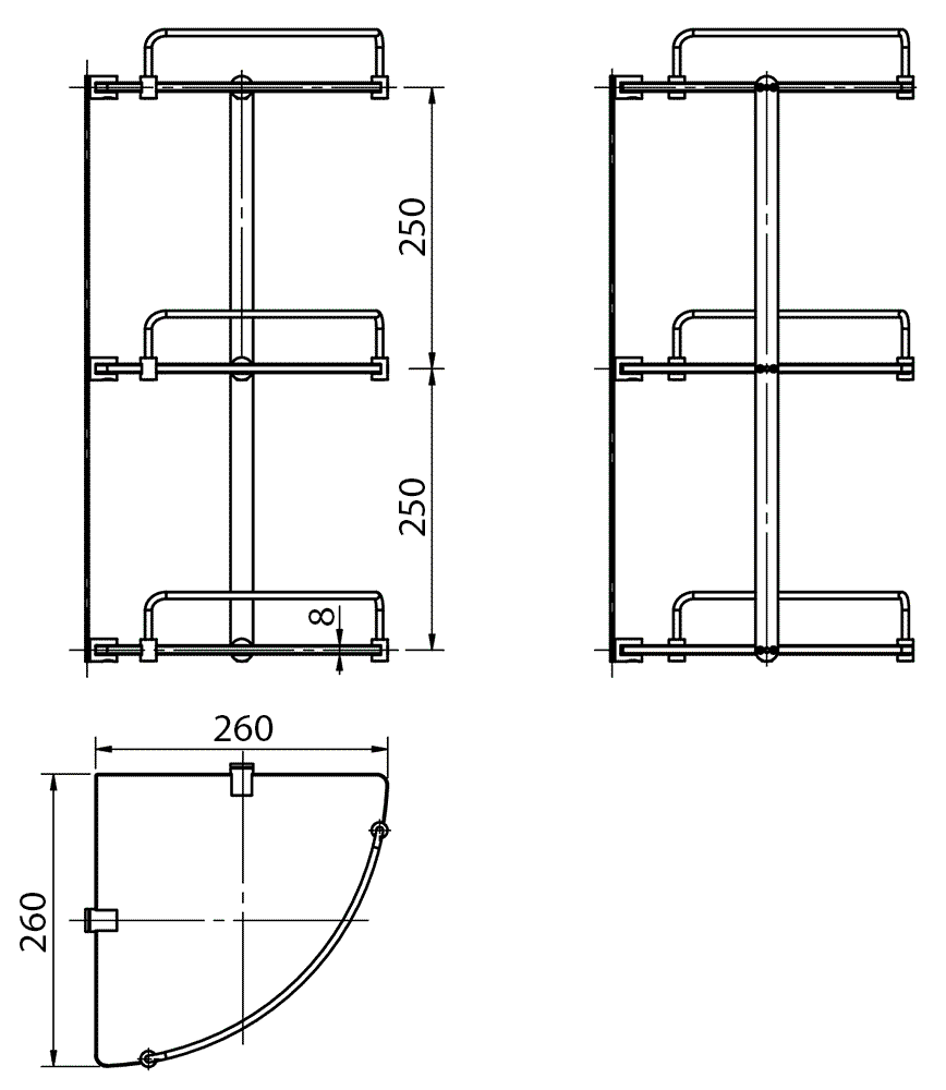 Langberger 70252 Полка угловая 3-х ярусная (стекло)