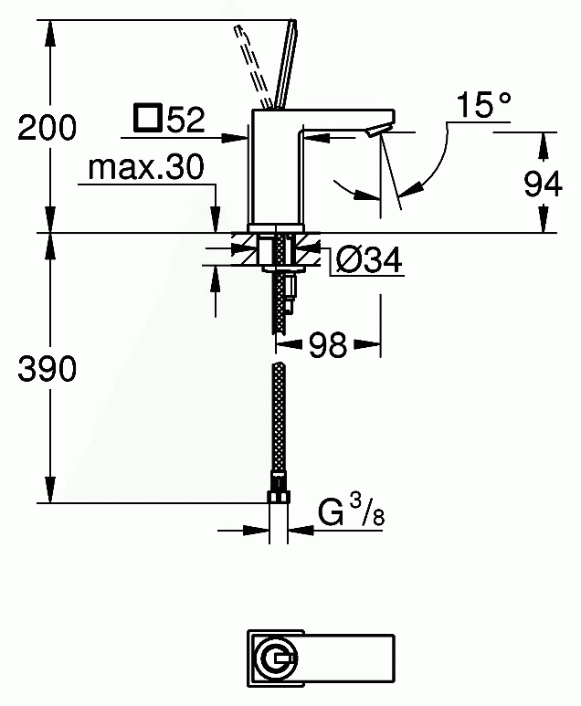 Grohe Eurocube Joy 23656 000 Смеситель для раковины S-Size