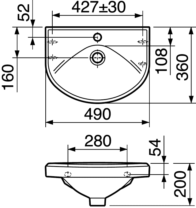 Gustavsberg Basic 590-3  Раковина 490х360