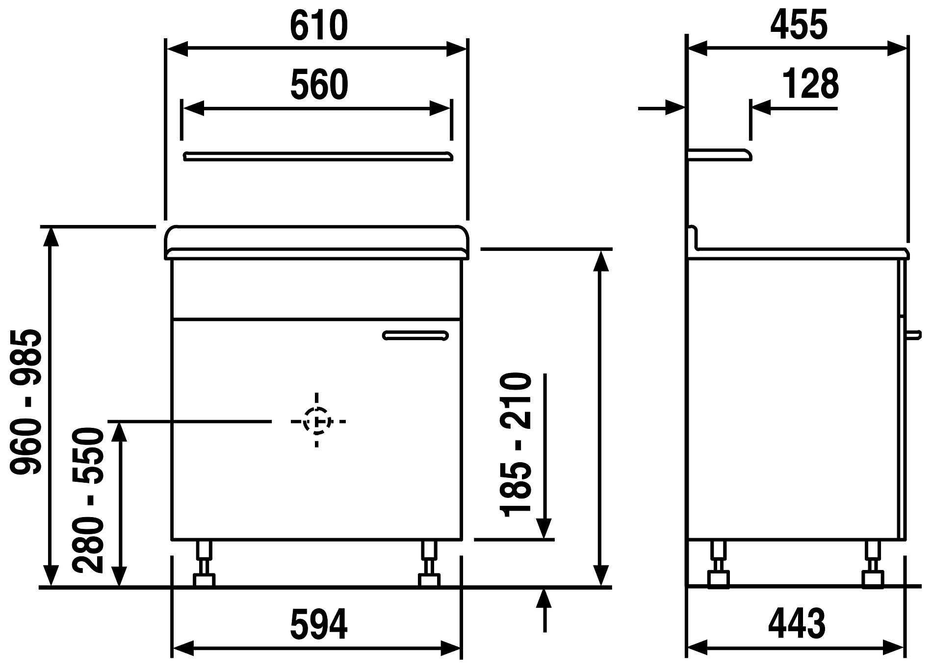 Sanit 60.A00.01..0099 Техническая мойка 610x455 с подстольем