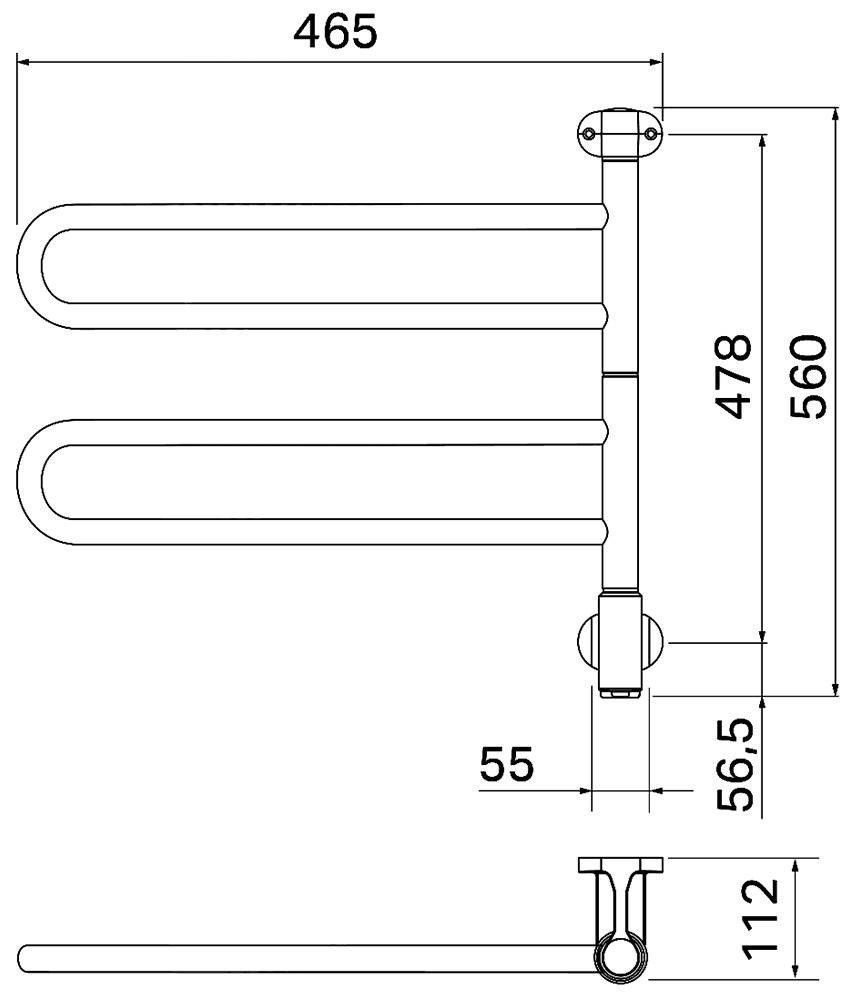 Toomec Catom CAT-I/2 Электрический полотенцесушитель 50 Вт (625x520)