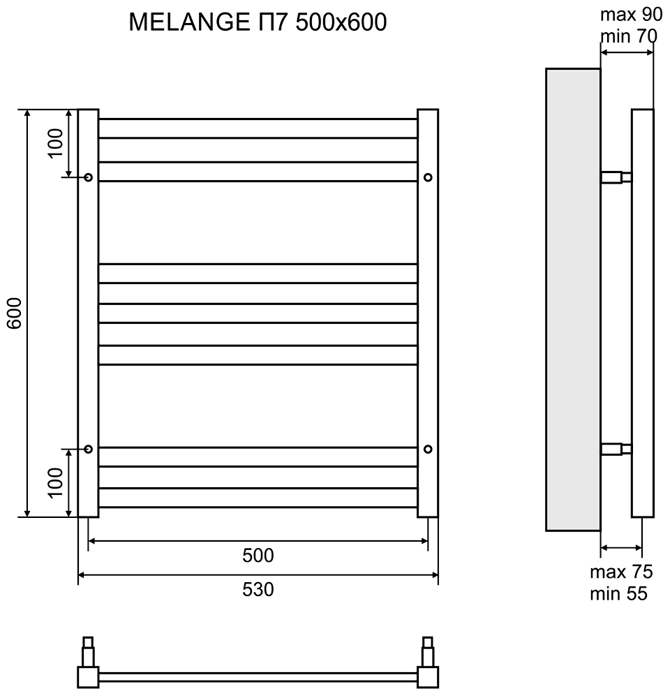 Lemark Melange LM49607 Полотенцесушитель водяной 500x600