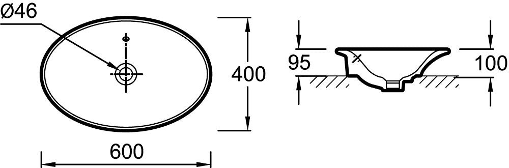 Jacob Delafon Presqu'ile E4439-00  Раковина свободностоящая 600x400