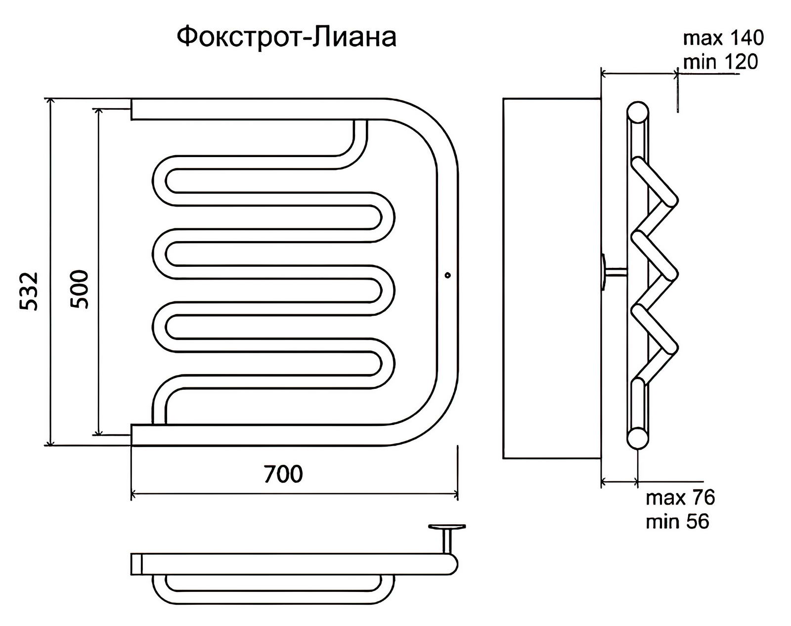 Terminus Фокстрот-Лиана Полотенцесушитель водяной 500x700