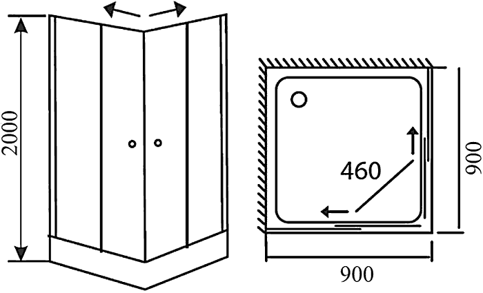 Timo TL-9002 F Душевой уголок 900x900x2000 с поддоном (матовый)